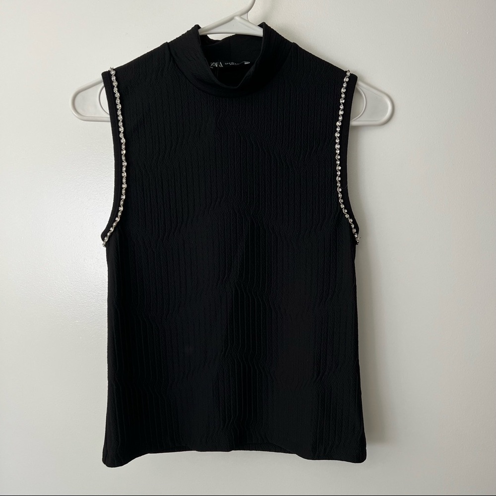 Zara Rhinestone Trim Top